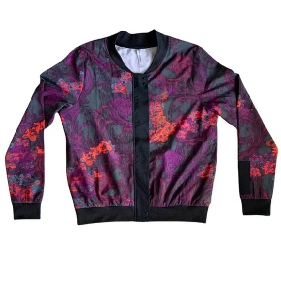 Fabletics Floral Ithaca Bomber Athletic Jacket Size Medium - Picture 4 of 4